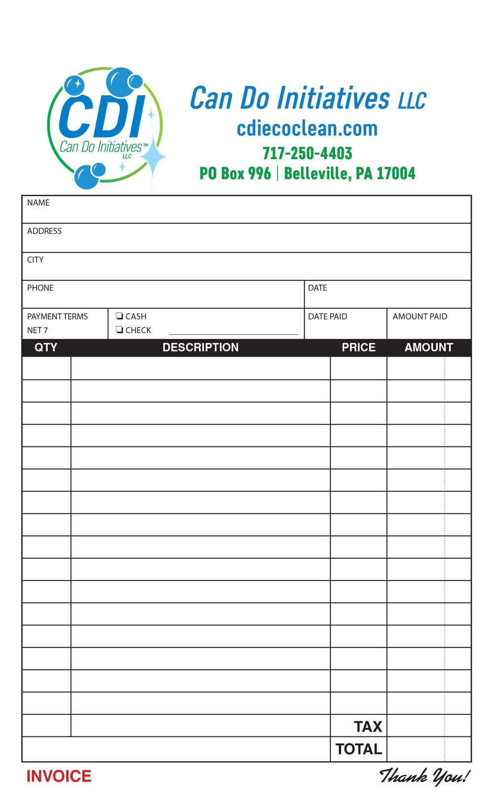 CDI-Invoice-5.5x9 Can Do Initiatives | NCR Invoice